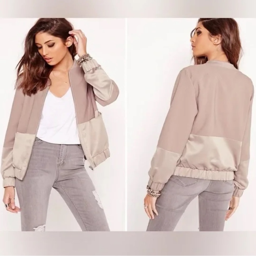 Nordstrom Rack | Womens Lavender Satin Crop Bomber Jacket with Pockets - Size L